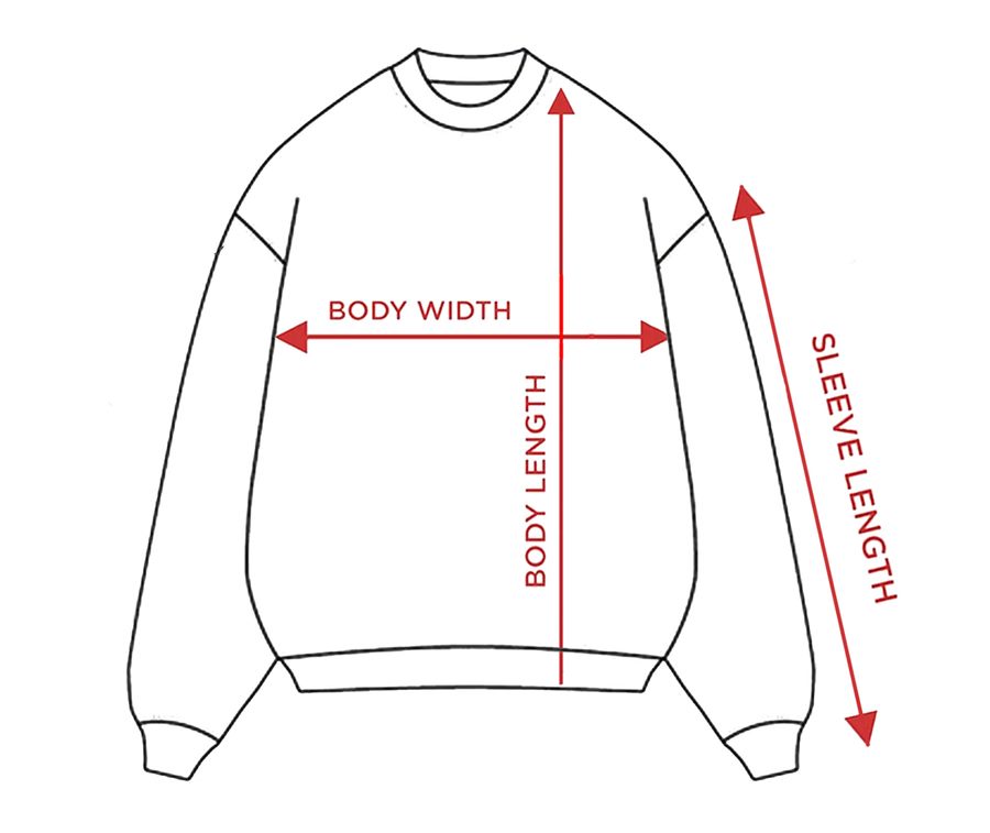 Where to measure: body width, body length and sleeve length