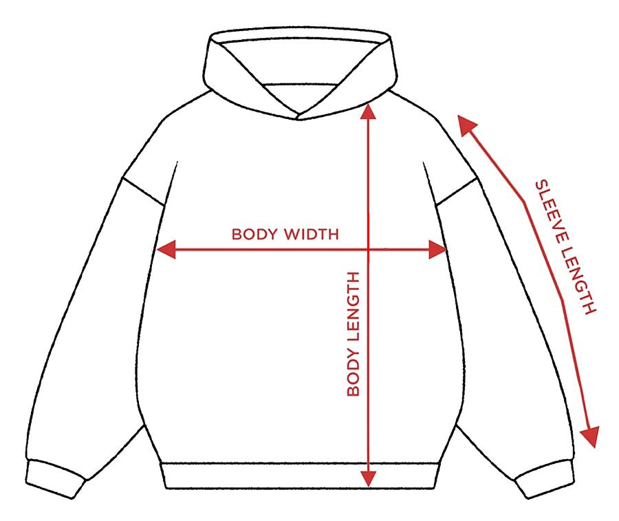 Where to measure: body width, body length and sleeve length