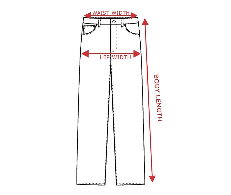 Where to measure: waist width, hip width and body length
