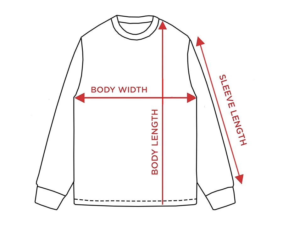 Where to measure: body width, body length and sleeve length
